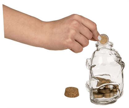 Glass storage jar pig with cork,