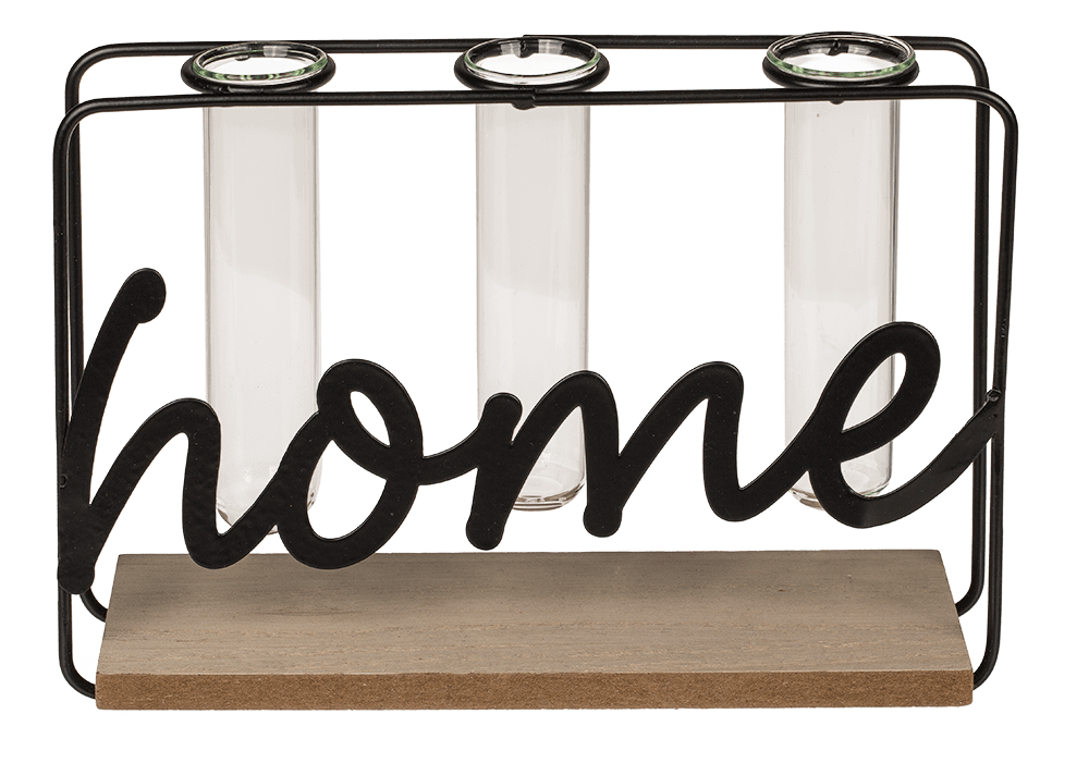 Metal plant holder on wooden base, Home,