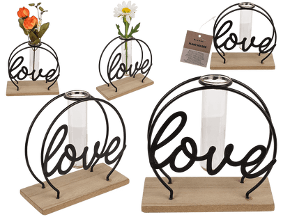 Metal plant holder on base, Love,