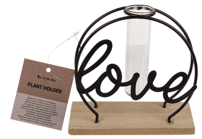 Metal plant holder on base, Love,
