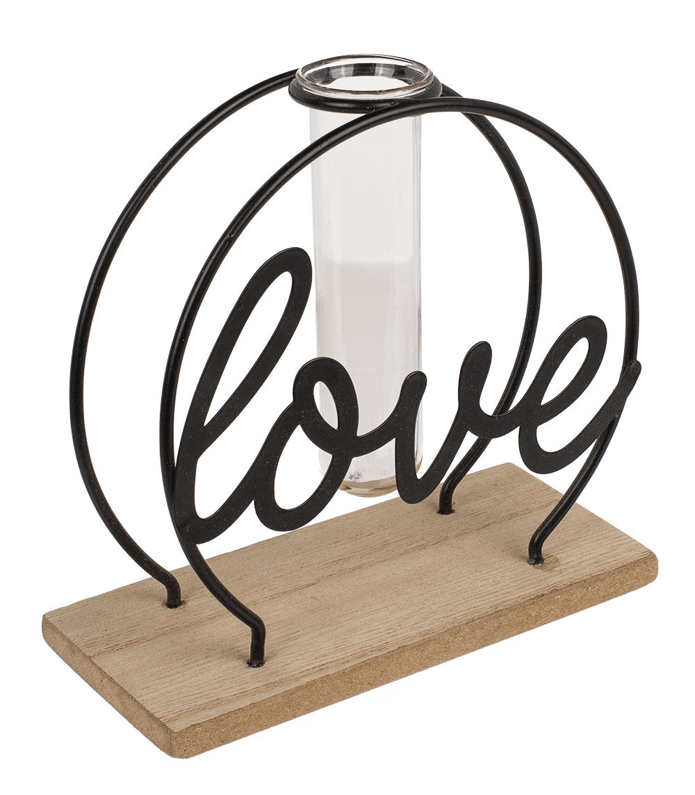 Metal plant holder on base, Love,