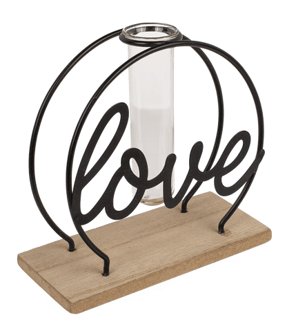 Metal plant holder on base, Love,