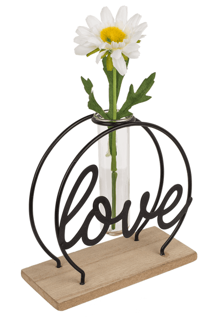 Metal plant holder on base, Love,