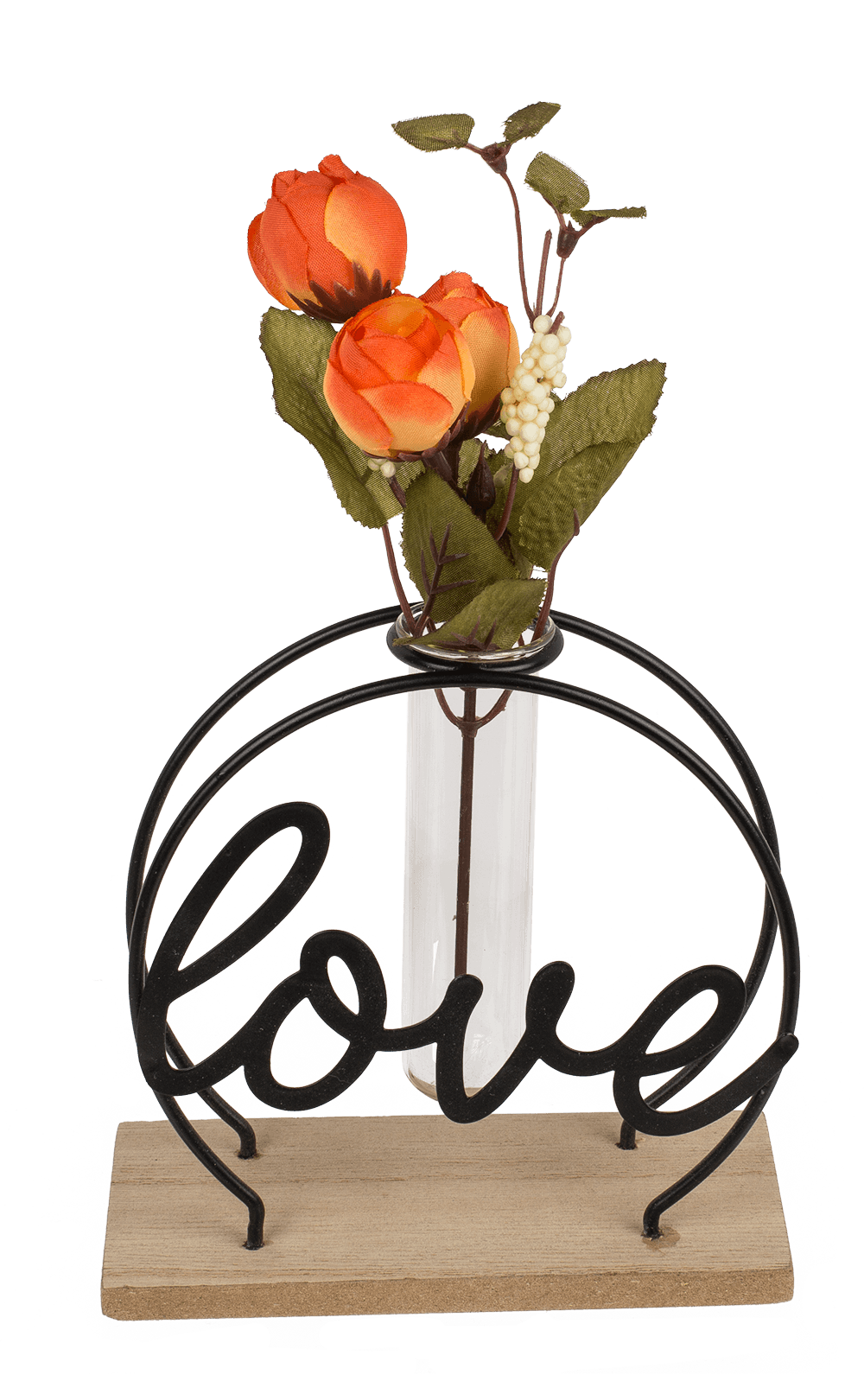 Metal plant holder on base, Love,