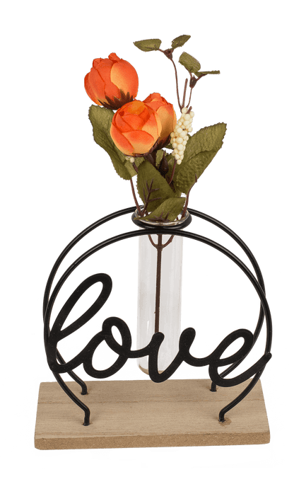 Metal plant holder on base, Love,