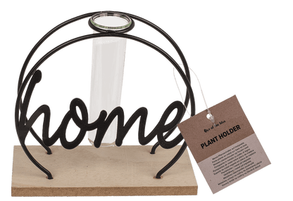 Metal plant holder on wooden base, Home,