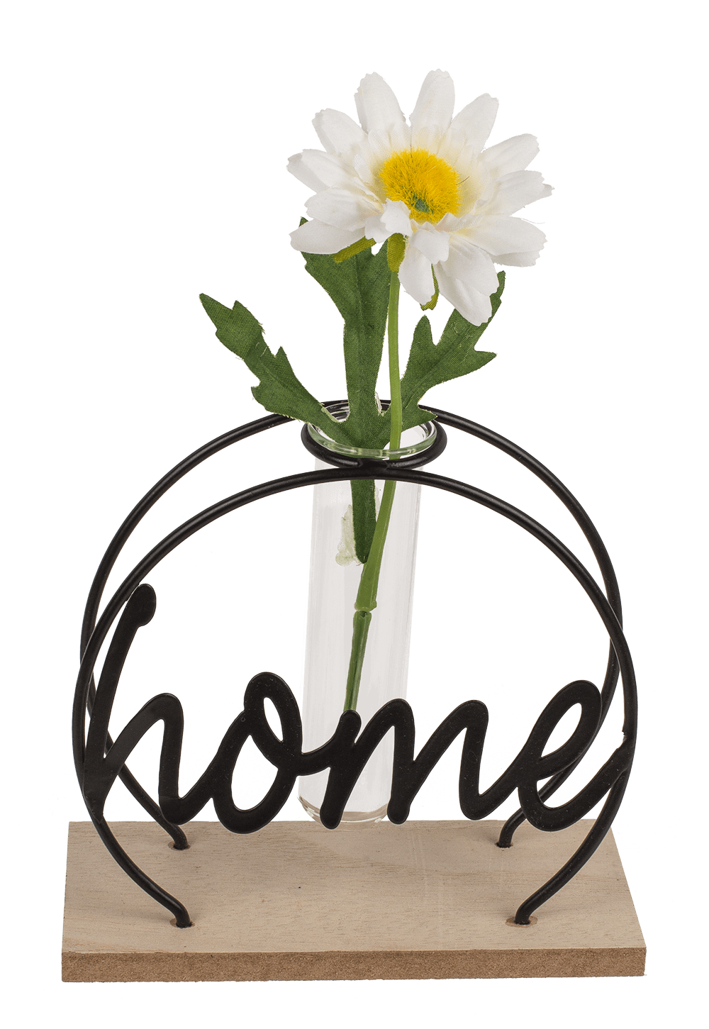 Metal plant holder on wooden base, Home,