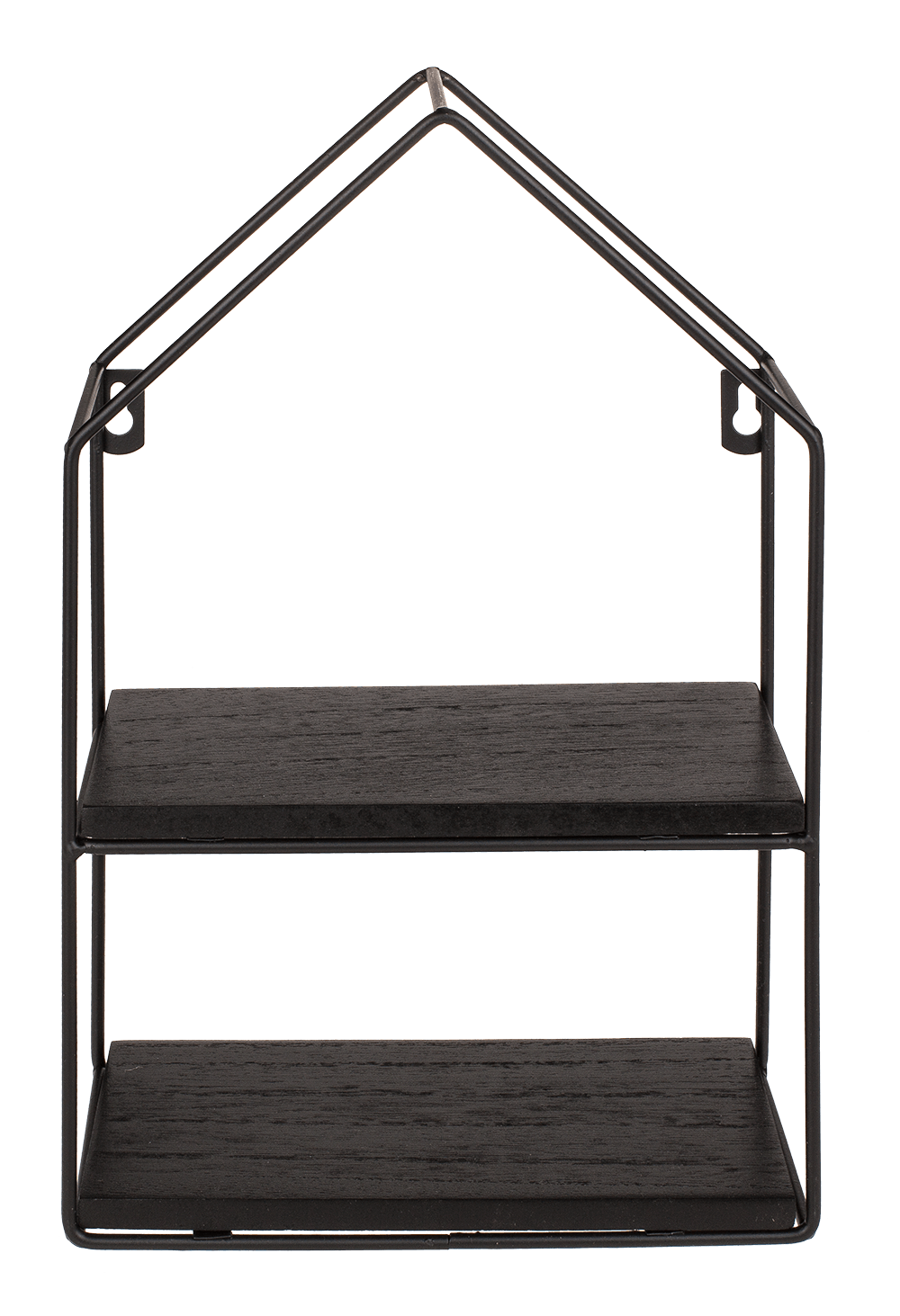 Metal-/wooden wall shelf, with 2 floors,