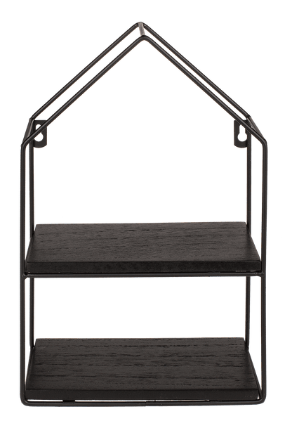 Metal-/wooden wall shelf, with 2 floors,