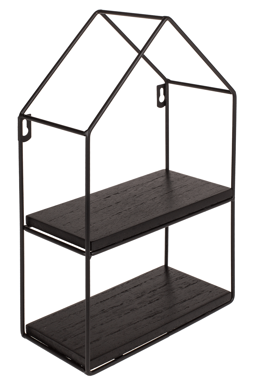 Metal-/wooden wall shelf, with 2 floors,