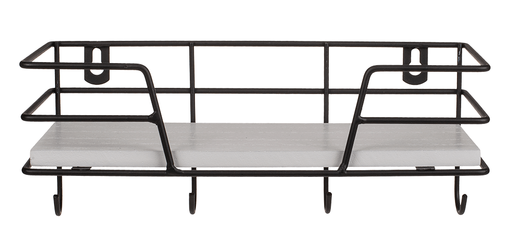 Metal/Wooden all shelf with 4 hooks,