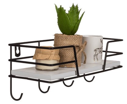 Metal/Wooden all shelf with 4 hooks,