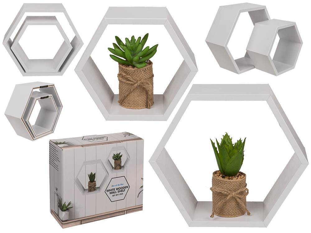 White colored wooden shelf, 6 squares,