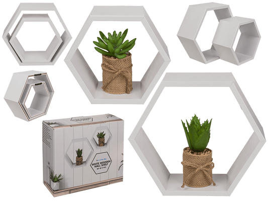 White colored wooden shelf, 6 squares,