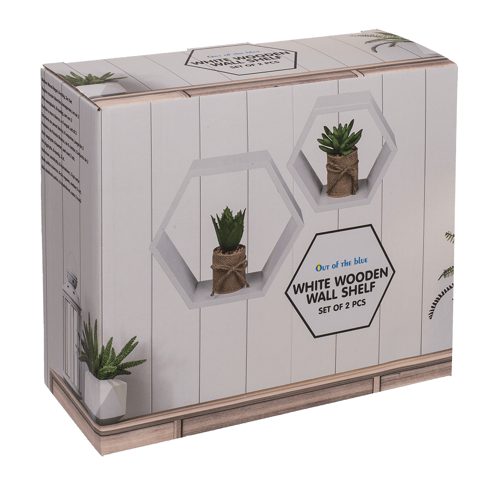 White colored wooden shelf, 6 squares,