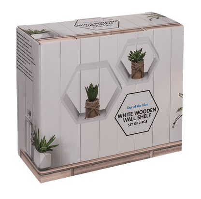 White colored wooden shelf, 6 squares,