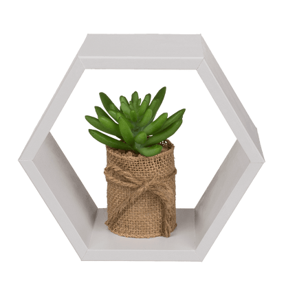 White colored wooden shelf, 6 squares,