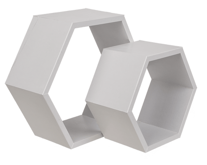 White colored wooden shelf, 6 squares,