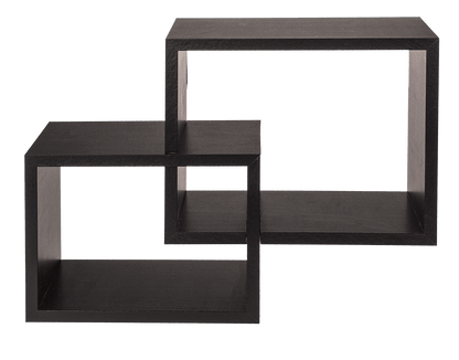 Black wooden wall shelf, Set of 2 pcs,