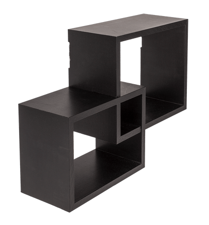 Black wooden wall shelf, Set of 2 pcs,