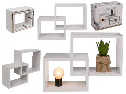 White colored wooden shelf, set of 2 pcs,