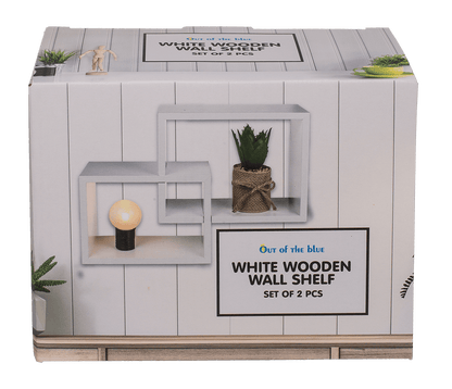 White colored wooden shelf, set of 2 pcs,