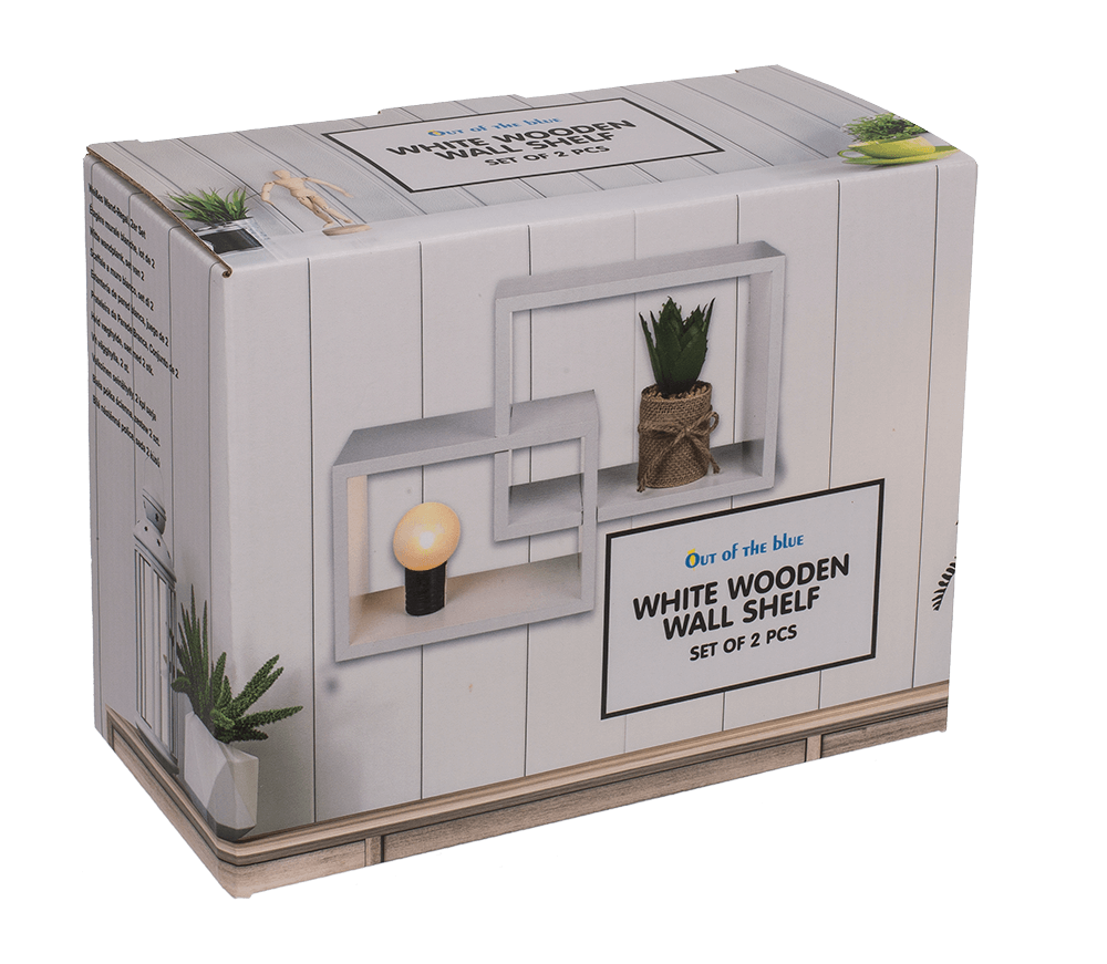 White colored wooden shelf, set of 2 pcs,