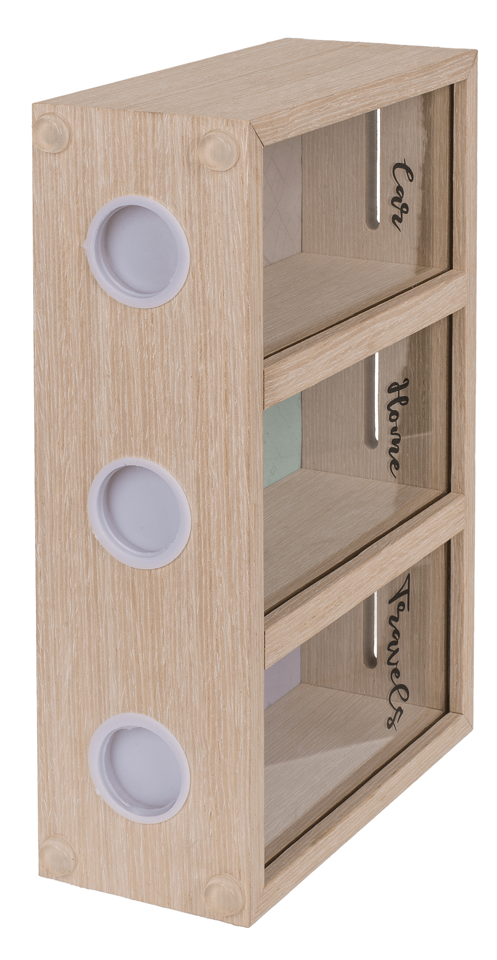 Wooden saving box with 3 boxes, Car/Home/Travels,