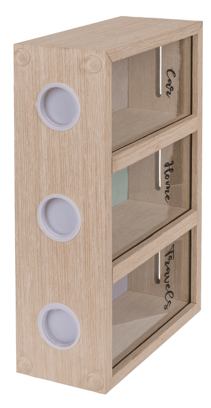 Wooden saving box with 3 boxes, Car/Home/Travels,