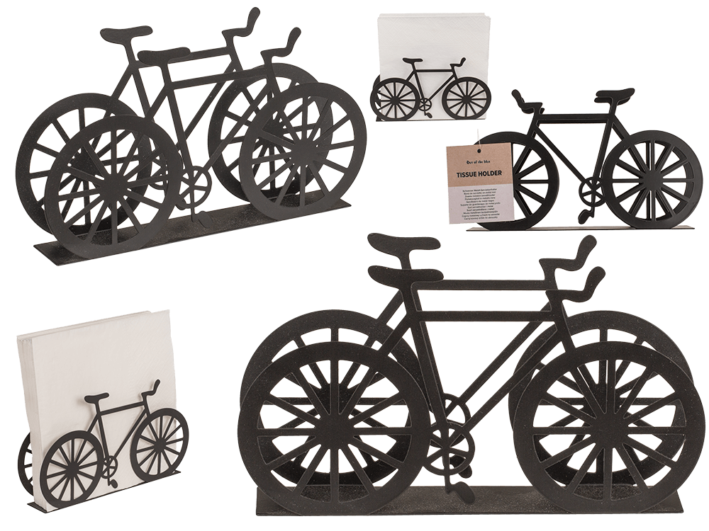 Black metal tissue holder, bicycle, ca. 19 x 3 x