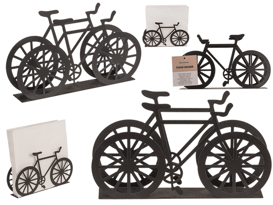 Black metal tissue holder, bicycle, ca. 19 x 3 x
