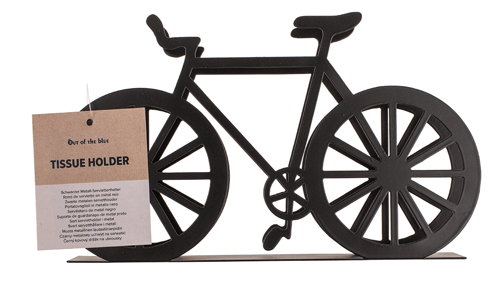 Black metal tissue holder, bicycle, ca. 19 x 3 x