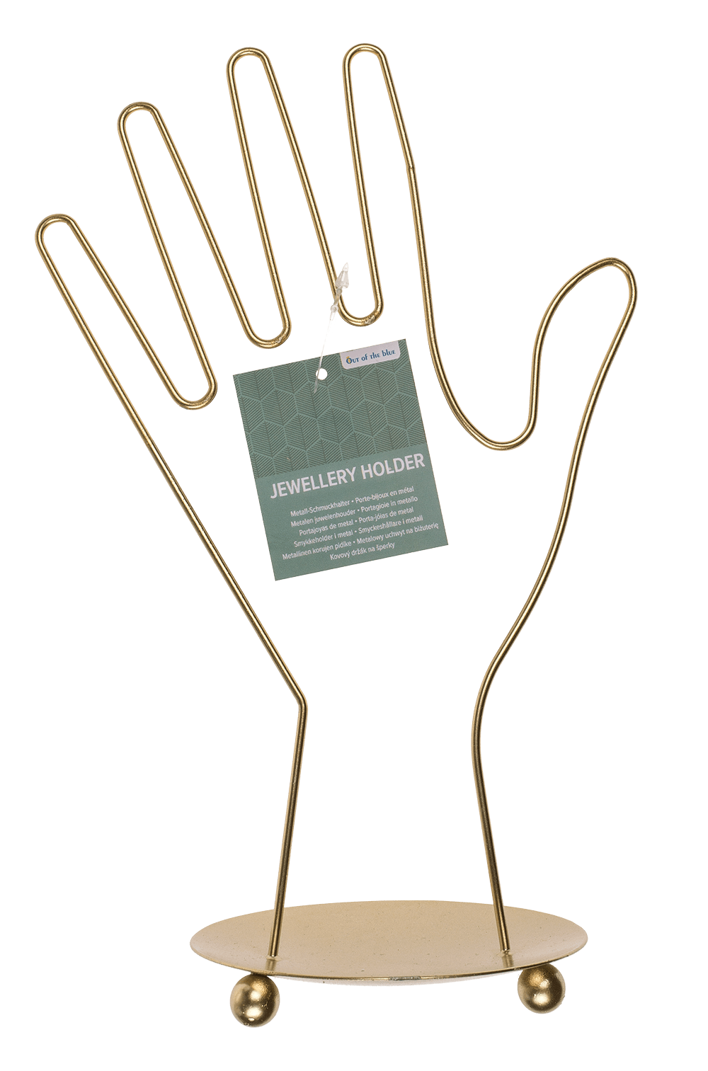 Golden metal jewellery holder, Hand, ca. 16 x 10