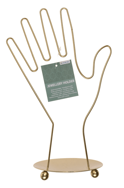 Golden metal jewellery holder, Hand, ca. 16 x 10