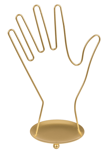 Golden metal jewellery holder, Hand, ca. 16 x 10