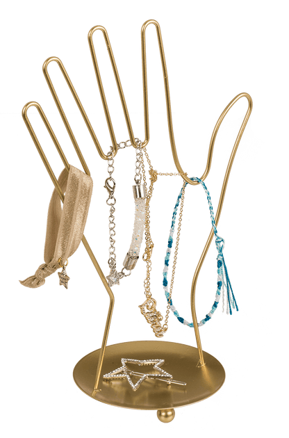 Golden metal jewellery holder, Hand, ca. 16 x 10