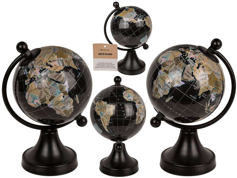 Decoration Globe, black, plastic, ca. 8 x 10 x 15,
