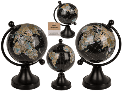 Decoration Globe, black, plastic, ca. 8 x 10 x 15,