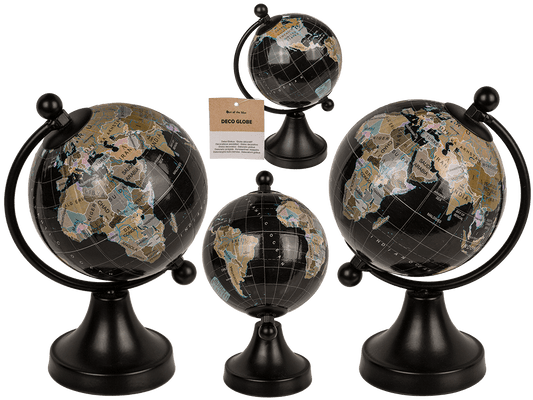 Decoration Globe, black, plastic, ca. 8 x 10 x 15,