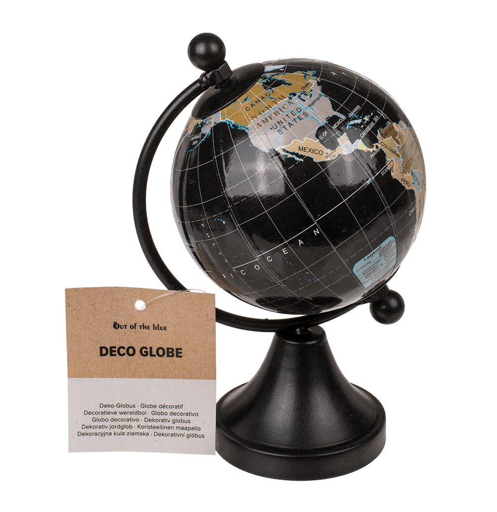 Decoration Globe, black, plastic, ca. 8 x 10 x 15,
