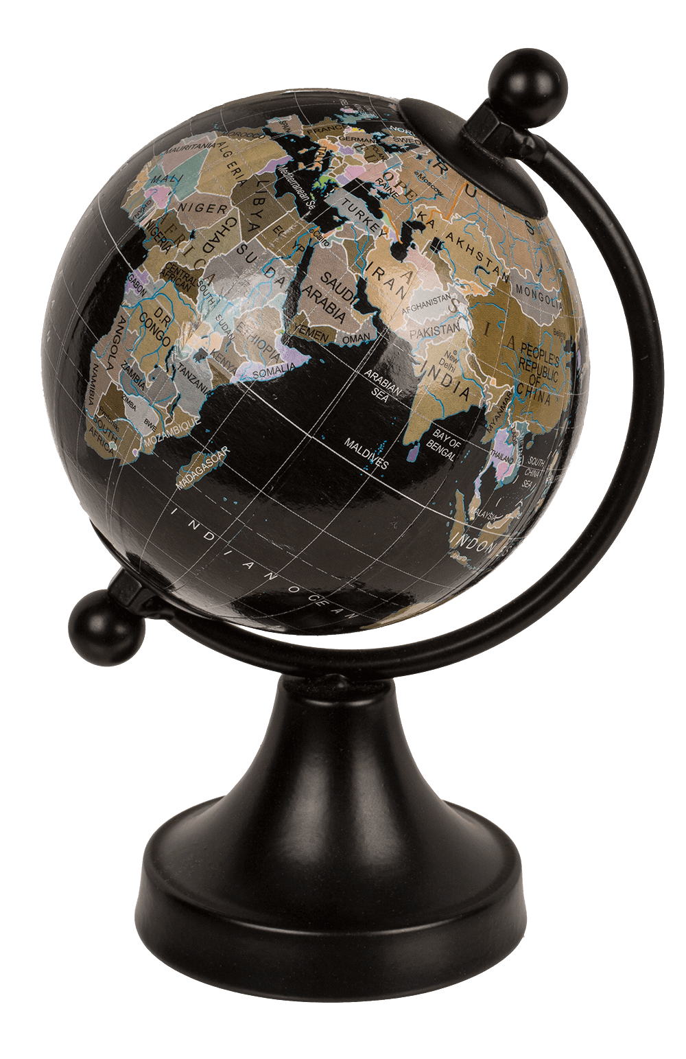 Decoration Globe, black, plastic, ca. 8 x 10 x 15,