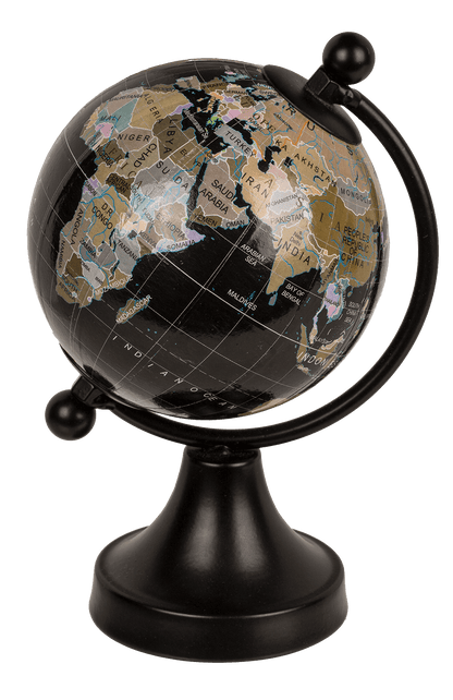 Decoration Globe, black, plastic, ca. 8 x 10 x 15,