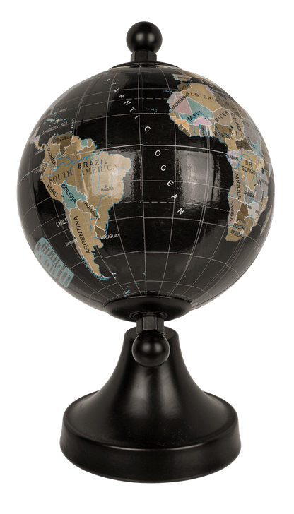 Decoration Globe, black, plastic, ca. 8 x 10 x 15,