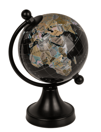 Decoration Globe, black, plastic, ca. 8 x 10 x 15,