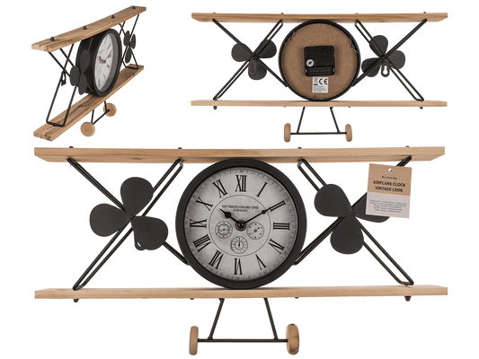 Airplane Clock, vintage look, out of black