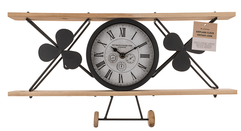 Airplane Clock, vintage look, out of black