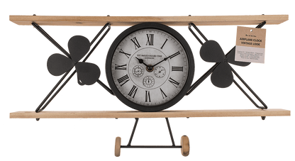 Airplane Clock, vintage look, out of black