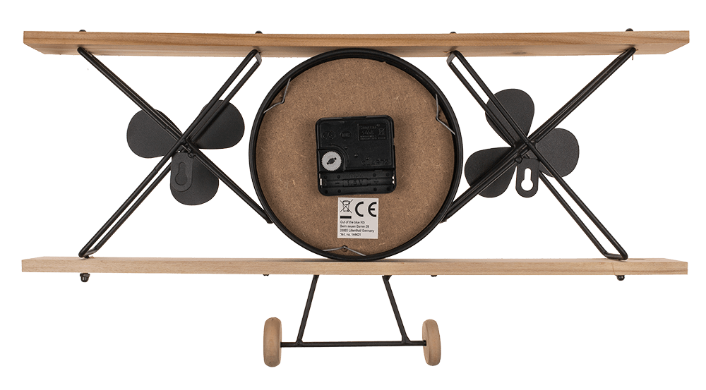 Airplane Clock, vintage look, out of black