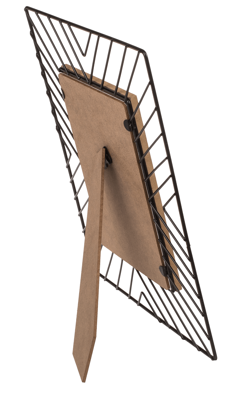 Black metal photo frame with wooden decor,