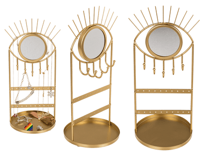 Golden metal jewellery holder with mirror, Eye,